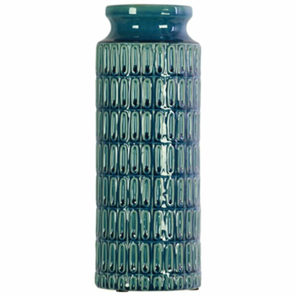 Urban Trends Collection Ceramic Tall Cylindrical Vase with Wide Mouth, Blue 46302